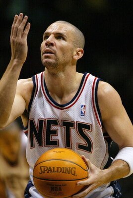 EAST RUTHERFORD, NJ - JANUARY 25:  Jason Kidd of the New Jersey Nets prepares to shoot a free throw against the Boston Celtics on January 25, 2004 at the Continental Airlines Arena in East Rutherford, New Jersey.  NOTE TO USER:  User expressly acknowledge
