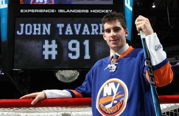 UNIONDALE, NY - JULY 08:  John Tavares of the New York Islanders is introduced to the media during a press conference on July 8, 2009 at the Nassau Coliseum in Uniondale, New York.  (Photo by Bruce Bennett/Getty Images)