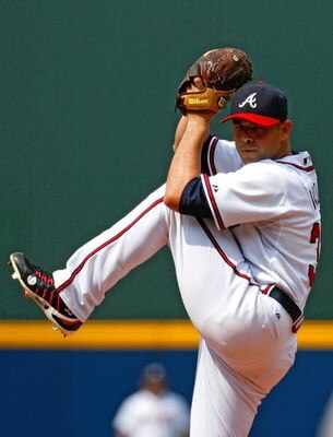 ATLANTA - JUNE 27:  Starting pitcher Javier Vazquez #33 of the Atlanta Braves pitches against the Boston Red Sox at Turner Field on June 27, 2009 in Atlanta, Georgia.  (Photo by Kevin C. Cox/Getty Images)