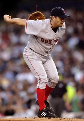 NEW YORK - AUGUST 27:  Paul Byrd #36 of the Boston Red Sox pitches against the New York Yankees on August 27, 2008 at Yankee Stadium in the Bronx borough of New York City.  (Photo by Jim McIsaac/Getty Images)