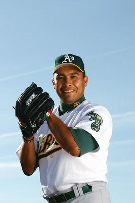 PHOENIX, AZ - FEBRUARY 28:  Ricardo Rincon #73 of the Oakland Athletics poses for a portrait during the Oakland Athletics Photo Day at Papago Park on February 28, 2005 in Phoenix, Arizona. (Photo by Nick Laham/Getty Images)