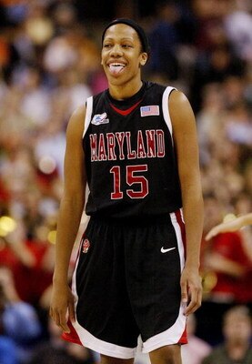 BOSTON - APRIL 04:  Laura Harper #15 of the Maryland Terrapins smiles during their game against the Duke Blue Devils during the 2006 NCAA Women's Basketball Championship Game on April 4, 2006 at the TD Banknorth Garden in Boston, Massachusetts.  (Photo by