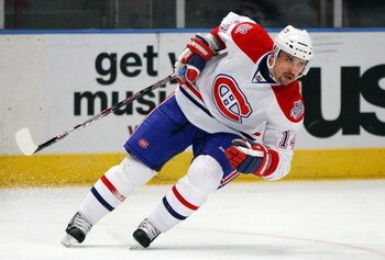 NEW YORK - APRIL 07:  Tomas Plekanec #14 of the Montreal Canadiens skates against the New York Rangers on April 7, 2009 at Madison Square Garden in New York City. The Rangers defeated the Habs 3-1.  (Photo by Jim McIsaac/Getty Images)