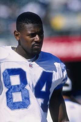 13 Oct 1996:  Herman Moore #84 of the Detroit Lions rests during the game against the Oakland Raiders at the Oakland Coliseum in Oakland, California. Mandatory Credit: Otto Greule Jr.  /Allsport