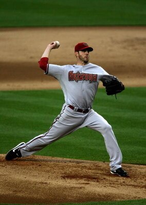 LOS ANGELES, CA - JUNE 03:  Pitcher Jon Garland #52 of the Arizona Diamondbacks throws a pitch against  the Los Angeles Dodgers on June 3, 2009 at Dodger Stadium in Los Angeles, California.  The Dodgers won 1-0.  (Photo by Stephen Dunn/Getty Images)