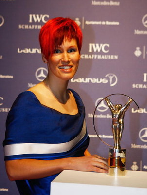 BARCELONA, SPAIN - APRIL 02: Skier Kati Wilhelm arrives at the awards ceremony during the Laureus Sports Awards at the Palau Sant Jordi on April 2, 2007 in Barcelona, Spain. (Photo by Ian Walton/Getty Images for Laureus)
