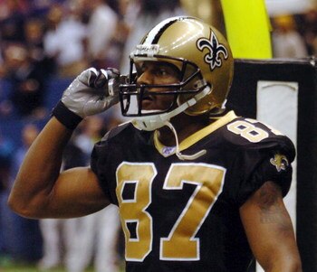 NEW ORLEANS - DECEMBER 14:  Joe Horn #87 of The New Orleans Saints talks on his cell phone after scoring a touchdown against the New York Giants December 14, 2003, at the Superdome in New Orleans, Louisiana.  (Photo by Chris Graythen/Getty Images) 