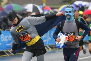 PORTSMOUTH, UNITED KINGDOM - OCTOBER 26:  One of participants dressed as batman takes part in the Bupa Great South Run on October 26, 2008 in Portsmouth, England.  (Photo by Tom Dulat/Getty Images)