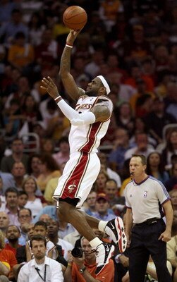 CLEVELAND - MAY 28: LeBron James #23 of the Cleveland Cavaliers shoots against the Orlando Magic in Game Five of the Eastern Conference Finals during the 2009 Playoffs at Quicken Loans Arena on May 28, 2009 in Cleveland, Ohio. NOTE TO USER: User expressly
