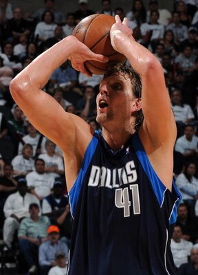 SAN ANTONIO - APRIL 20:  Forward Dirk Nowitzki #41 of the Dallas Mavericks during play against the San Antonio Spurs in Game Two of the Western Conference Quarterfinals during the 2009 NBA Playoffs at AT&T Center on April 20, 2009 in San Antonio, Texas. N