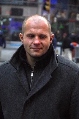 NEW YORK - JANUARY 20:  Fedor Vladimirovich Emelianenko, heavyweight mixed martial artist and current World Alliance of Mixed Martial Arts heavyweight champion rings the NASDAQ opening bell at NASDAQ in Times Square on January 20, 2009 in New York City.  