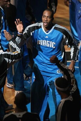 ORLANDO, FL - JUNE 9:  Dwight Howard #12 of the Orlando Magic is introduced before Game Three of the 2009 NBA Finals against the Los Angeles Lakers on June 9, 2009 at Amway Arena in Orlando, Florida.  The Magic won 108-104.  NOTE TO USER:  User expressly 