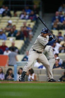 LOS ANGELES, CA - JUNE 09:  Adrian Gonzalez #23 of the San Diego Padres bats against the Los Angeles Dodgers at Dodger Stadium on June 9, 2009 in Los Angeles, California.  (Photo by Jeff Gross/Getty Images)