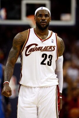 CLEVELAND - MAY 28:  LeBron James #23 of the Cleveland Cavaliers looks on between plays against the Orlando Magic in Game Five of the Eastern Conference Finals during the 2009 Playoffs at Quicken Loans Arena on May 28, 2009 in Cleveland, Ohio. NOTE TO USE