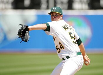 OAKLAND, CA - JUNE 28:  Vin Mazzaro #54 of the Oakland Athletics pitches against the Colorado Rockies at the Oakland Coliseum on June 28, 2009 in Oakland, California.  (Photo by Ezra Shaw/Getty Images)