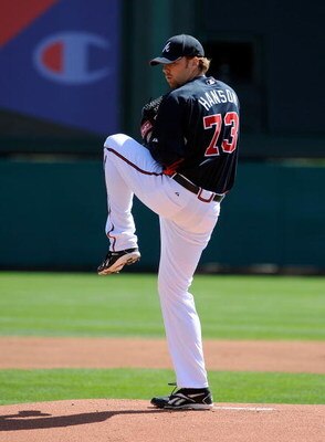 KISSIMMEE, FL - MARCH 3:  Pitcher Tommy Hanson #73 of the Atlanta Braves throws during an exhibition game against Panama at Champion Stadium March 3, 2009 in Kissimmee, Florida.  (Photo by Sam Greenwood/Getty Images)