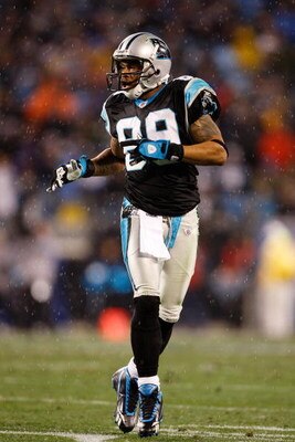 CHARLOTTE, NC - JANUARY 10:  Steve Smith #89 of the Carolina Panthers looks on in the rain during the game against the Arizona Cardinals during the NFC Divisional Playoff Game on January 10, 2009 at Bank of America Stadium in Charlotte, North Carolina.  (