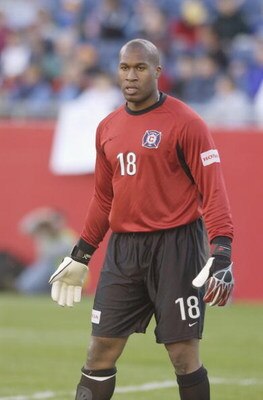 FOXBORO - MAY  19:  Goalkeeper Zach Thornton #18 of the Chicago Fire stands on the field during the MLS match against the New England Revolution at CMGI Field in Foxboro, Massachusetts on May 19, 2002.  The Fire defeated the Revolution 3-1 .  (Photo by Ez