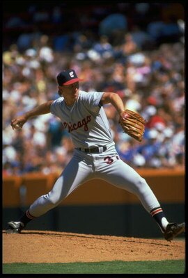CHICAGO WHITE SOX PITCHER BOBBY THIGPEN WINDS UP TO PITCH DURING THE WHITE SOX GAME. MANDATORY CREDIT: STEPHEN DUNN/ALLSPORT US