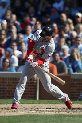 CHICAGO - APRIL 17:  Rick Ankiel #24 of the St. Louis Cardinals bats against the Chicago Cubs on April 17, 2009 at Wrigley Field in Chicago, Illinois. (Photo by Jonathan Daniel/Getty Images) 