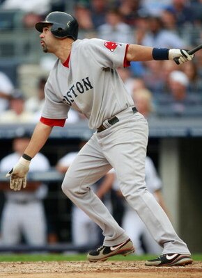 NEW YORK - AUGUST 08:  Mike Lowell #25 of the Boston Red Sox at bat during the game on August 8, 2009 at Yankee Stadium in the Bronx borough of New York City.  (Photo by Jared Wickerham/Getty Images)