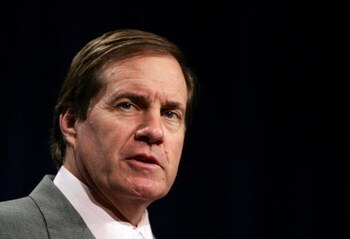 JACKSONVILLE, FL - FEBRUARY 4:  Bill Belichick, head coach of the New England Patriots, speaks at a pre Superbowl press conference February 4, 2005 at the Prime F. Osborn Convention Center in Jacksonville, Florida.  (Photo by Al Bello/Getty Images)