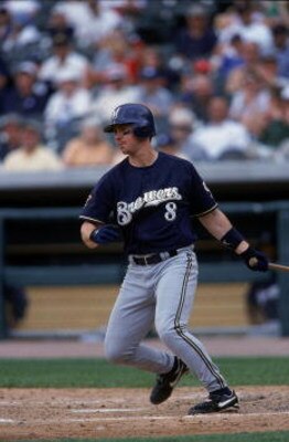 10 Jun 2001:  Mark Loretta #8 of the Milwaukee Brewers swings at the ball during the game against the Detroit Tigers at the Comerica Park in Detroit, Michigan.  The Brewers defeated the Tigers 8-3.Mandatory Credit: Tom Pigeon  /Allsport