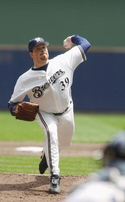 MILWAUKEE, WI - May 17:  Glendon Rusch #39 of the Milwaukee Brewers throws a pitch during the game against the Cincinnati Reds at Miller Park on May 17, 2003 in Milwaukee, Wisconsin.  The Brewers defeated the Reds 8-6.  (Photo by Jonathan Daniel/Getty Ima