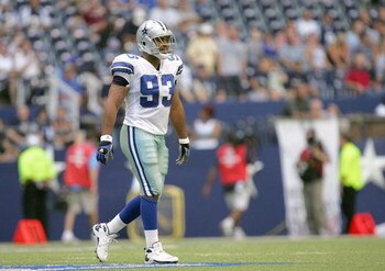 IRVING, TX - AUGUST 9:  Anthony Spencer #93 of the Dallas Cowboys walks on the field before the preseason game against the Indianapolis Colts at Texas Stadium on August 9, 2007 in Irving, Texas. (Photo by Ronald Martinez/Getty Images)