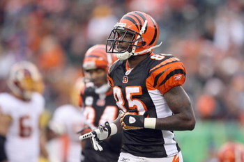CINCINNATI - DECEMBER 14: Chad Johnson #85 of the Cincinnati Bengals jogs on the field during the NFL game against the Washington Redskins on December 14, 2008 at Paul Brown Stadium in Cincinnati, Ohio. The Bengals won 20-13. (Photo by Andy Lyons/Getty I