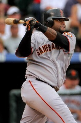 DENVER - JULY 26:  Pablo Sandoval #48 of the San Francisco Giants takes an at bat against the Colorado Rockies at Coors Field on July 26, 2009 in Denver, Colorado. The Rockies defeated the Giants 4-2..  (Photo by Doug Pensinger/Getty Images)