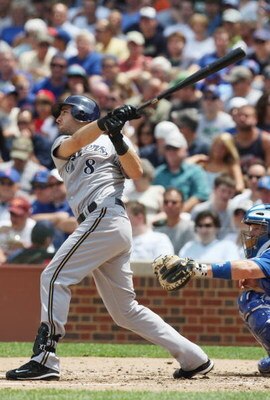 CHICAGO - JULY 03:  Ryan Braun #8 of the Milwaukee Brewers at bat against the Chicago Cubs during their MLB game on July 3, 2009 at Wrigley Field in Chicago, Illinois. (Photo by Jonathan Daniel/Getty Images) 