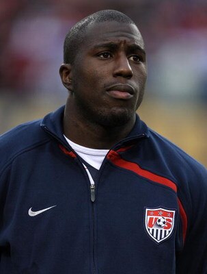 CHICAGO - JUNE 06: Jozy Altidore #17 of the United States stands during player introductions before a FIFA 2010 World Cup Qualifying match against Honduras on June 6, 2009 at Soldier Field in Chicago, Illinois. The United States defeated Honduras 2-1.  (P