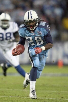NASHVILLE, TN - OCTOBER 27:  Chris Johnson #28 of the Tennessee Titans carries the ball during the NFL game against the Indianapolis Colts at LP Field on October 27, 2008 in Nashville, Tennessee.  (Photo by Andy Lyons/Getty Images)