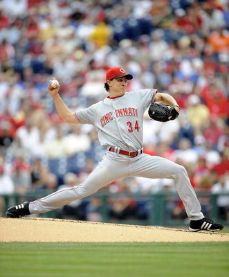 PHILADELPHIA - JUNE 5: Homer Bailey #34 of the Cincinnati Reds pitches in a game against the Philadelphia Phillies on June 5, 2008 at Citizens Bank Park in Philadelphia, Pennsylvania. (Photo by Jeff Zelevansky/Getty Images)