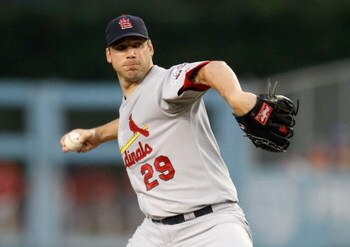 LOS ANGELES, CA - AUGUST 17:  Chris Carpenter #29 of the St. Louis Cardinals pitches against the Los Angeles Dodgers in the second inning at Dodger Stadium on August 17, 2009 in Los Angeles, California. (Photo by Jeff Gross/Getty Images)