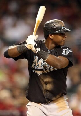 PHOENIX - JULY 10:  Hanley Ramirez #2 of the Florida Marlins bats against the Arizona Diamondbacks during the major league baseball game at Chase Field on July 10, 2009 in Phoenix, Arizona. The Diamondbacks defeated the Marlins 8-0.  (Photo by Christian P