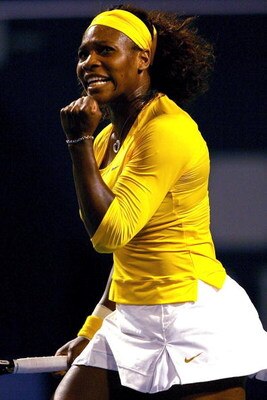 TORONTO, ON - AUGUST 19:  Serena Williams of the U.S. celebrates match point against Yaroslava Shvedova of Kazakistan during the Rogers Cup at the Rexall Center on August 19, in Toronto, Ontario, Canada.  (Photo by Matthew Stockman/Getty Images)