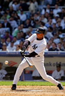 NEW YORK - APRIL 11:  Bernie Williams #51 of the New York Yankees bats against the Kansas City Royals during the home opener at Yankee Stadium on April 11, 2006 in the Bronx borough of New York City.  (Photo by Ezra Shaw/Getty Images)