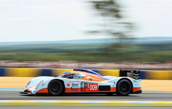LE MANS, FRANCE - JUNE 13: The Aston Martin of Stuart Hall, Harold Primat and Miguel Ramos in action during the 77th running of the Le Mans 24 Hour race at the Circuit des 24 Heures du Mans on June 13, 2009 in Le Mans, France. (Photo by Bryn Lennon/Gett