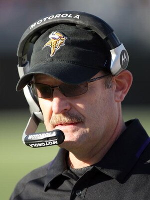 JACKSONVILLE, FL - NOVEMBER 23:  Head coach Brad Childress of the Minnesota Vikings watches the action in a game against the Jacksonville Jaguars during the game at Jacksonville Municipal stadium on November 23, 2008 in Jacksonville, Florida.  (Photo by S
