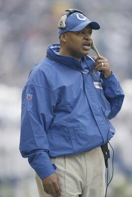 SEATTLE - DECEMBER 24:  Assistant head coach Jim Caldwell of the Indianapolis Colts looks on against the Seattle Seahawks at Qwest Field on December 24, 2005 in Seattle, Washington. The Seahawks defeated the Colts 28-13.  (Photo by Otto Greule Jr/Getty Im