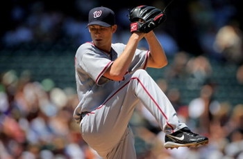 DENVER - JULY 08:  Starting pitcher Ross Detwiler #48 of the Washington Nationals delivers against the Colorado Rockies during MLB action at Coors Field on July 8, 2009 in Denver, Colorado.  (Photo by Doug Pensinger/Getty Images)