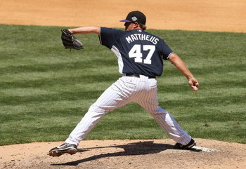 NEW YORK - JULY 13: Ryan Mattheus #47 of the Colorado Rockies playing for the United States Olympic Team pitches against the World Futures Team during the 2008 XM All-Star Futures Game at Yankee Stadium on July 13, 2008 in the Bronx borough of New York Ci