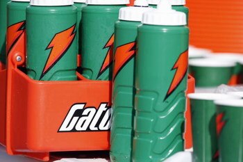 KANSAS CITY - OCTOBER 19:  A general view of Gatorade bottles taken before the game between the Kansas City Chiefs and the Tennessee Titans at Arrowhead Stadium on October 19, 2008 in Kansas City, Missouri. (Photo by: Jamie Squire/Getty Images)