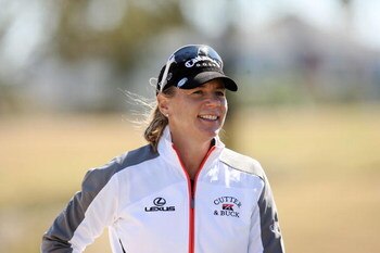 REUNION, FL - FEBRUARY 03:  Annika Sorenstam pauses between swings during the Annika Celebration 'Skins Game' at the Ginn Reunion Resort on February 3, 2009 in Reunion, Florida.  (Photo by Doug Benc/Getty Images)