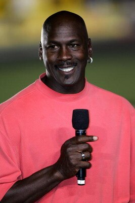 CONCORD, NC - MAY 19:  Former NBA player Michael Jordan gives the command for drivers to start their engines, prior to the NASCAR Nextel All-Star Challenge on May 19, 2007 at Lowe's Motor Speedway in Concord, North Carolina.  (Photo by Chris Trotman/Getty
