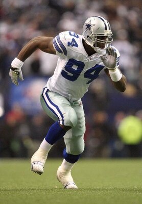 IRVING, TX - DECEMBER 20:  DeMarcus Ware #94 of the Dallas Cowboys rushes the passer from the right side of the defense during their NFL game against the Baltimore Ravens at Texas Stadium on December 20, 2008 in Irving, Texas. The Ravens defeated the Cowb
