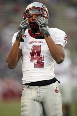 SEATTLE - NOVEMBER 24: Brandon Gibson #4 of the Washington State Cougars looks on before the 100th Apple Cup Game against the Washington Huskies at Husky Stadium on November 24, 2007 in Seattle, Washington. (Photo by Otto Greule Jr/Getty Images)
