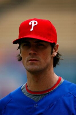 LOS ANGELES, CA - JUNE 06:  Cole Hamels #35 of the Philadelphia Phillies looks on during the game against the Los Angeles Dodgers at Dodger Stadium on June 6, 2009 in Los Angeles, California. The Dodgers defeated the Phillies 3-2 in 12 innings.  (Photo by
